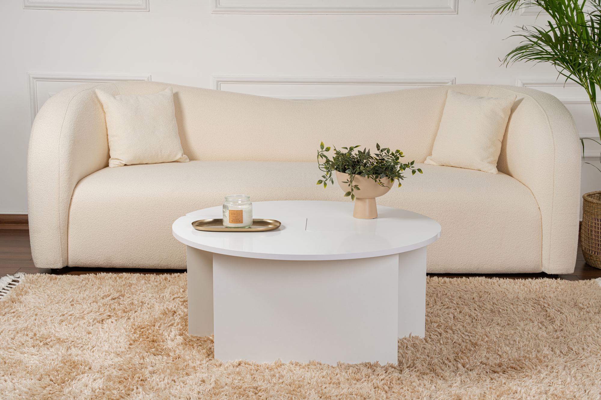 Masuta de cafea, Hanah Home, pal melaminat, alb natural, 90x41 cm — imaginea 5