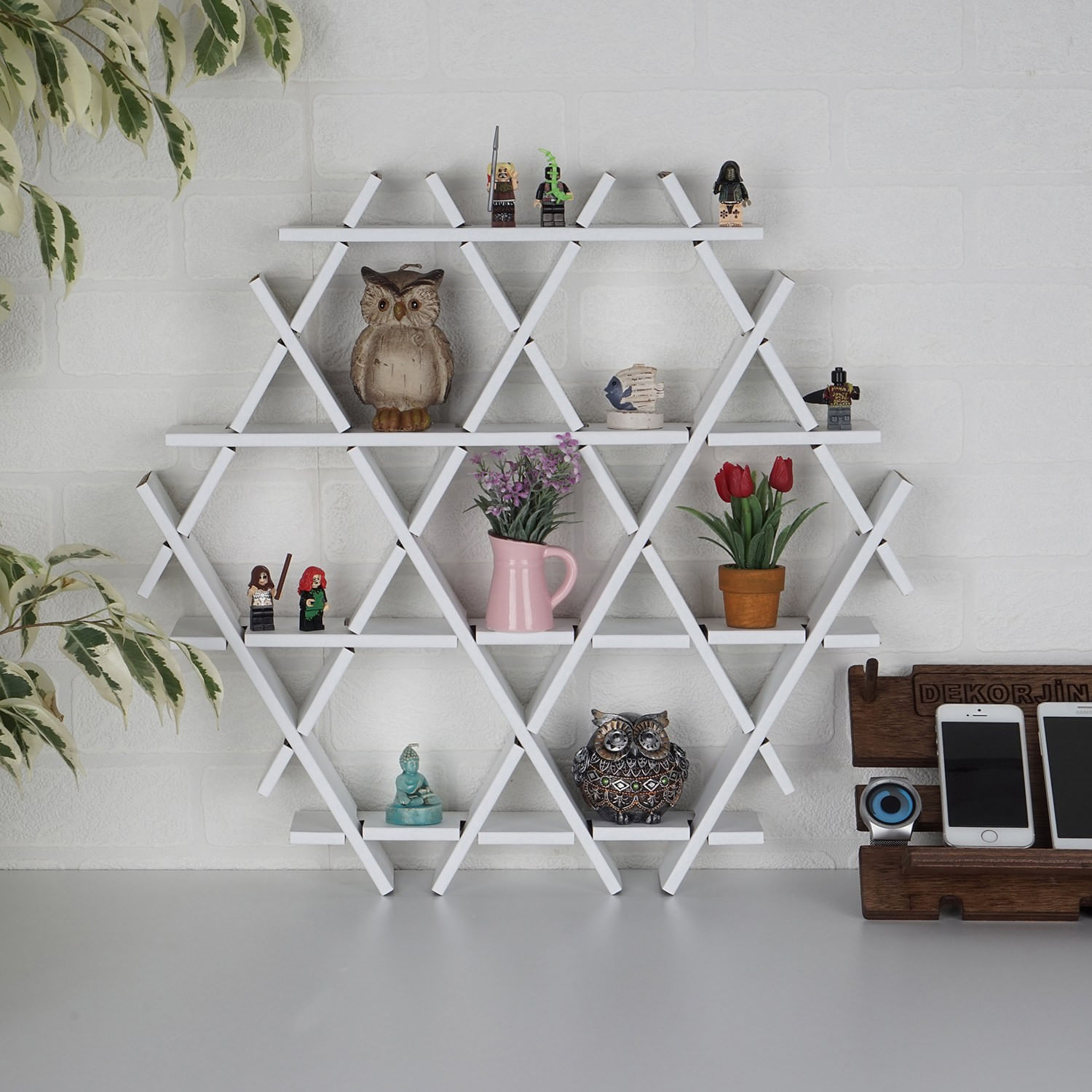 Etajera, Aberto Design, carton ondulat, alb, 70x67x11 cm - imagine 2