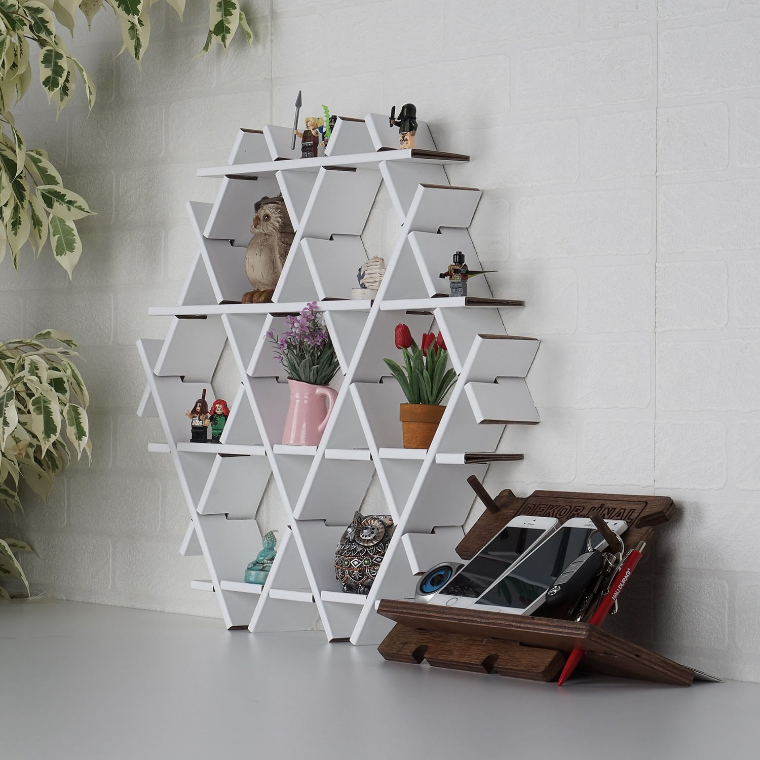 Etajera, Aberto Design, carton ondulat, alb, 70x67x11 cm - imagine 3