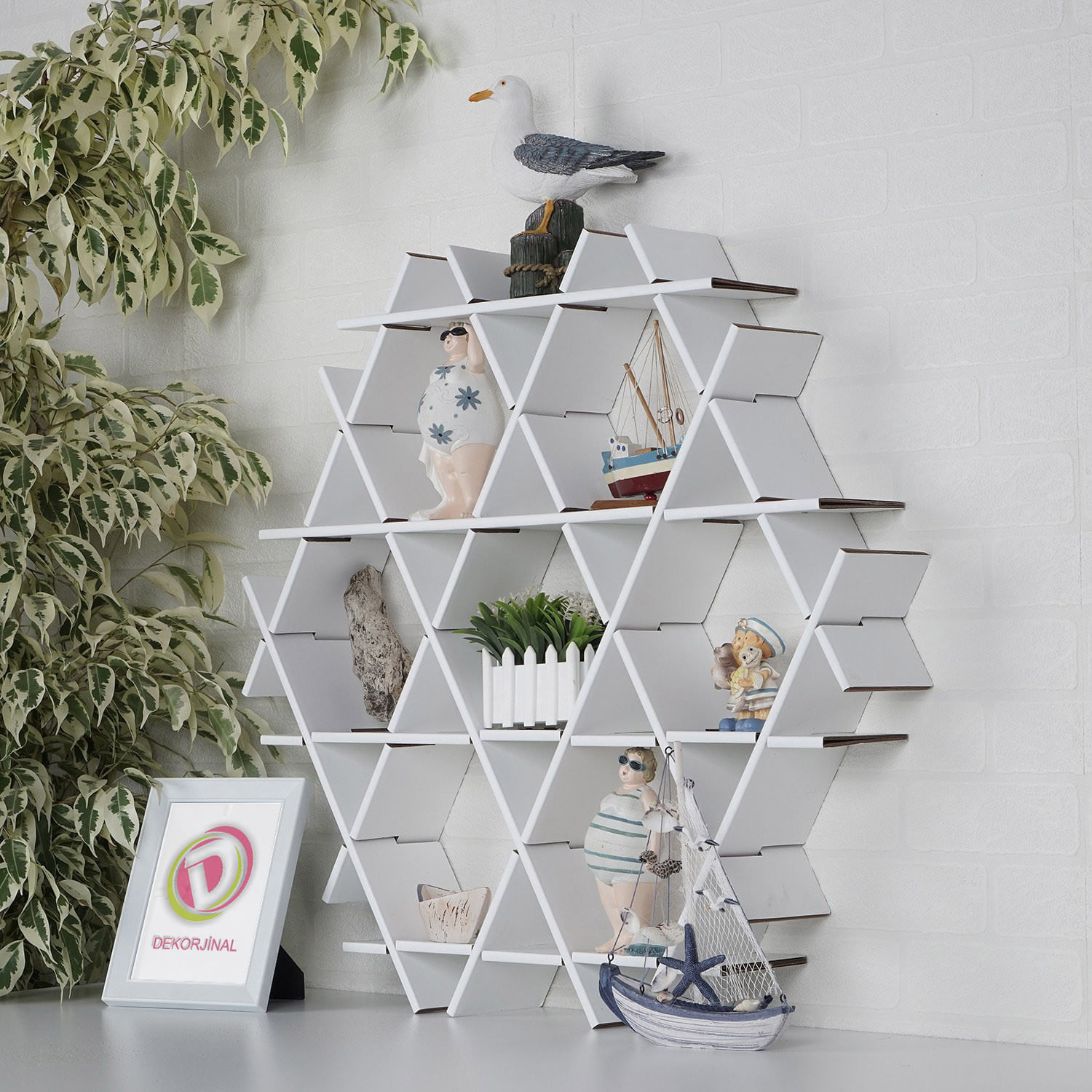 Etajera, Aberto Design, carton ondulat, alb, 70x67x11 cm - imagine 4