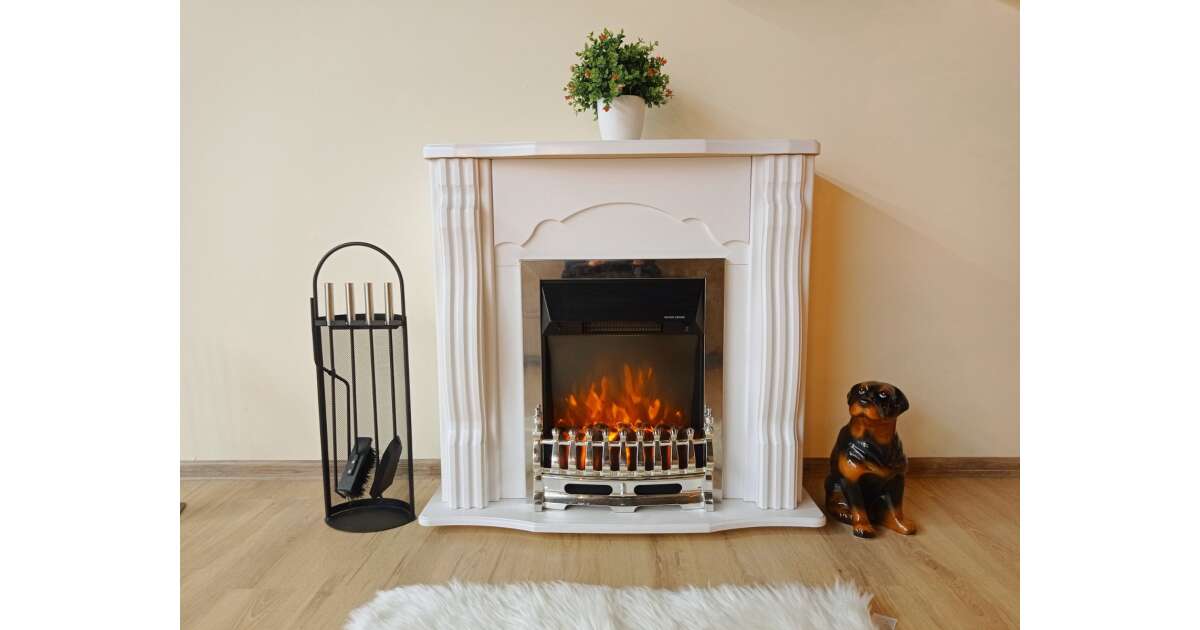 Semineu electric Clasic alb & Galileo silver, Art Flame, 883x950x300 mm, 2000W - 1 | YEO