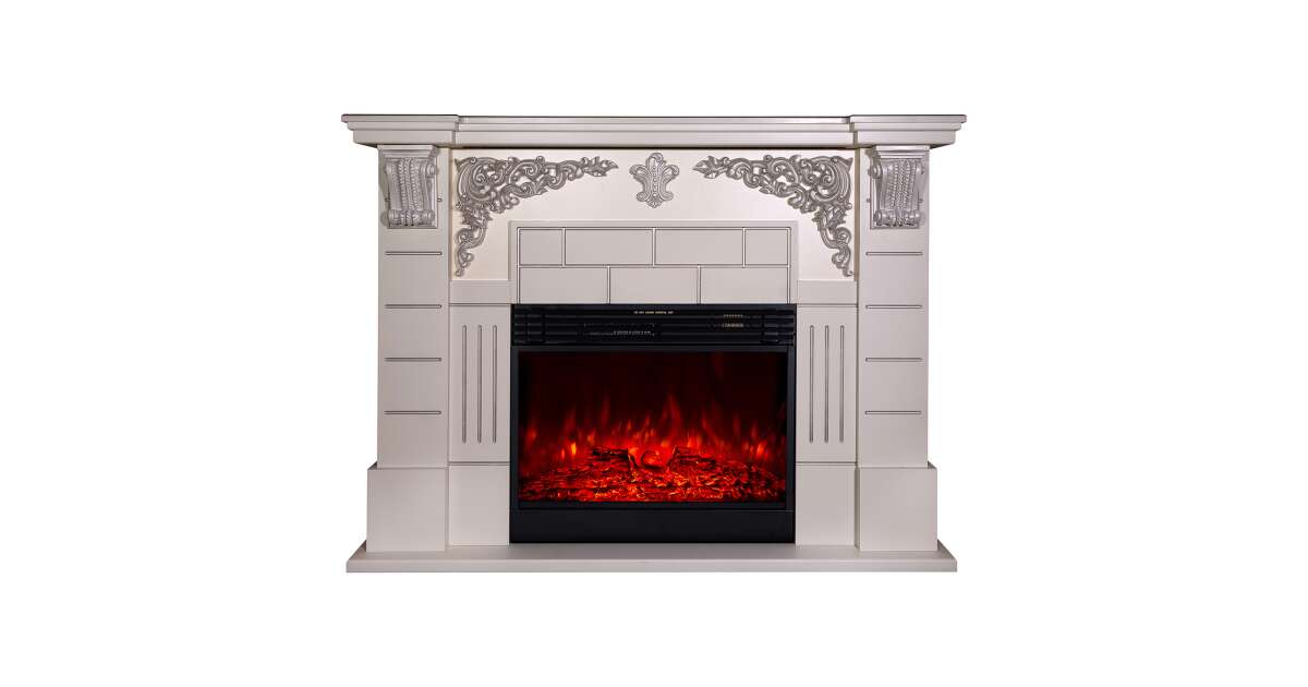 Semineu electric Imperial silver & Mirabella, Art Flame, 1110x1450x380 mm, 1950W