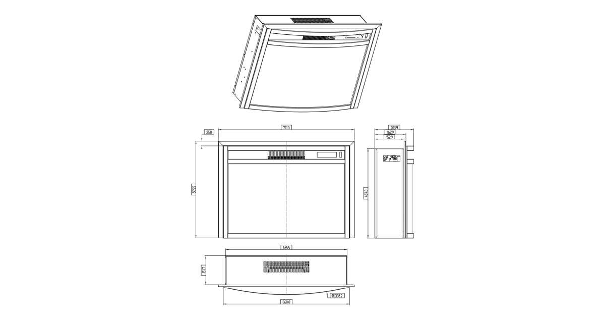 Semineu electric incorporabil Zakynthos, 506x711x204 mm, 1500W - 2 | YEO