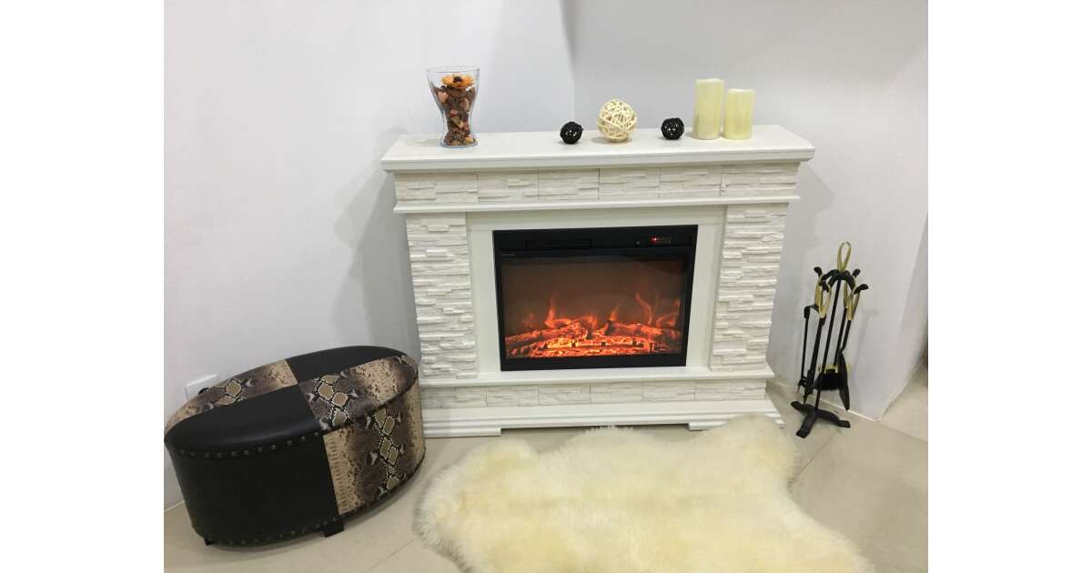 Semineu electric Stone alb & Lorance color, Art Flame, 880x1180x305 mm, 1500W