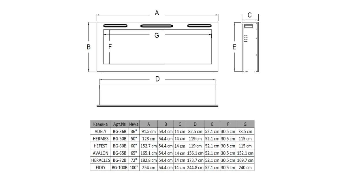 Semineu electric de perete-incorporabil Fiji, 544x2540x140 mm, 1500W - 4 | YEO