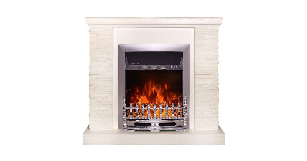 Semineu electric Rock alb & Galileo silver, Art Flame, 903x980x300 mm, 2000W