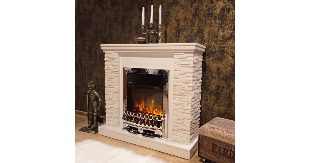 Semineu electric Rock alb & Galileo silver, Art Flame, 903x980x300 mm, 2000W - 1 | YEO