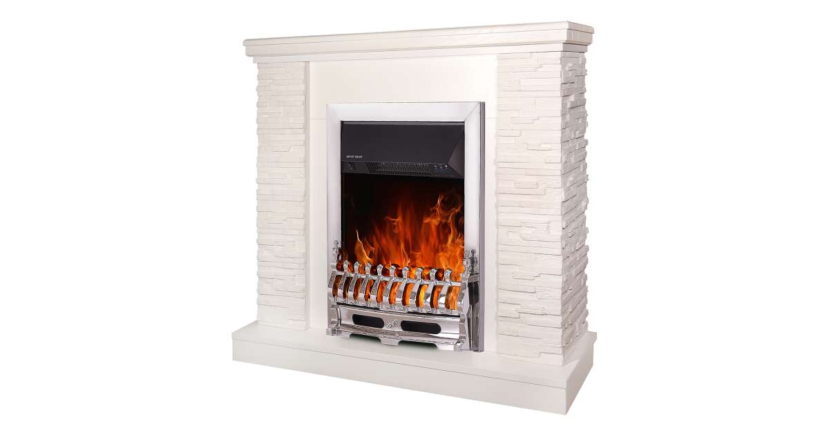 Semineu electric Rock alb & Galileo silver, Art Flame, 903x980x300 mm, 2000W