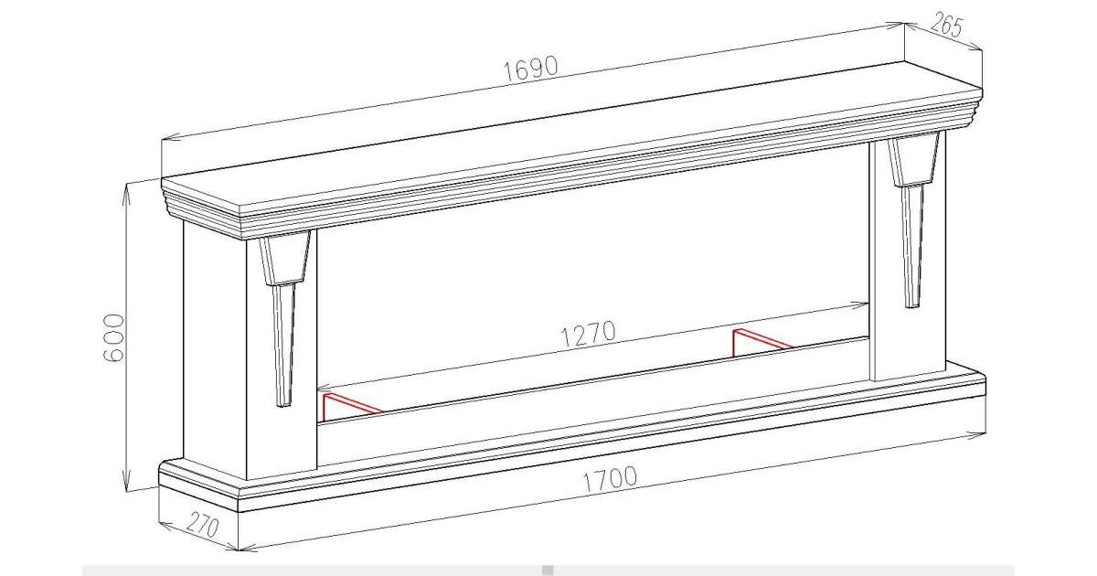 Semineu electric Pandora & Tanzania, Art Flame, 600x1700x270 mm, 1500W - 1 | YEO