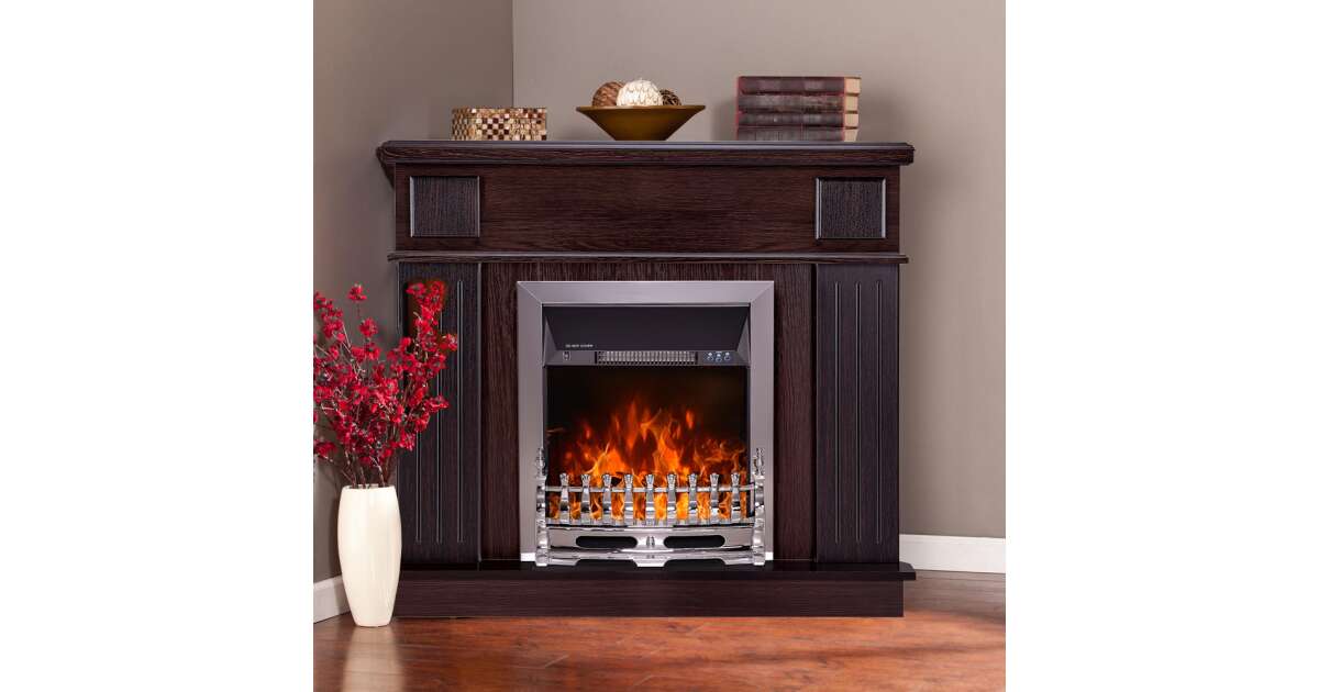 Semineu electric Marina colț Maro inchis & Galileo silver, Art Flame, 1000x1000x500 mm, 2000W - 3 | YEO