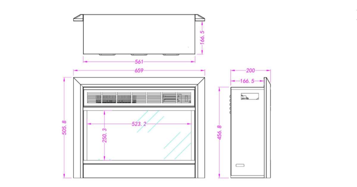 Semineu electric incorporabil Mars, 515x657x205 mm, 1500W