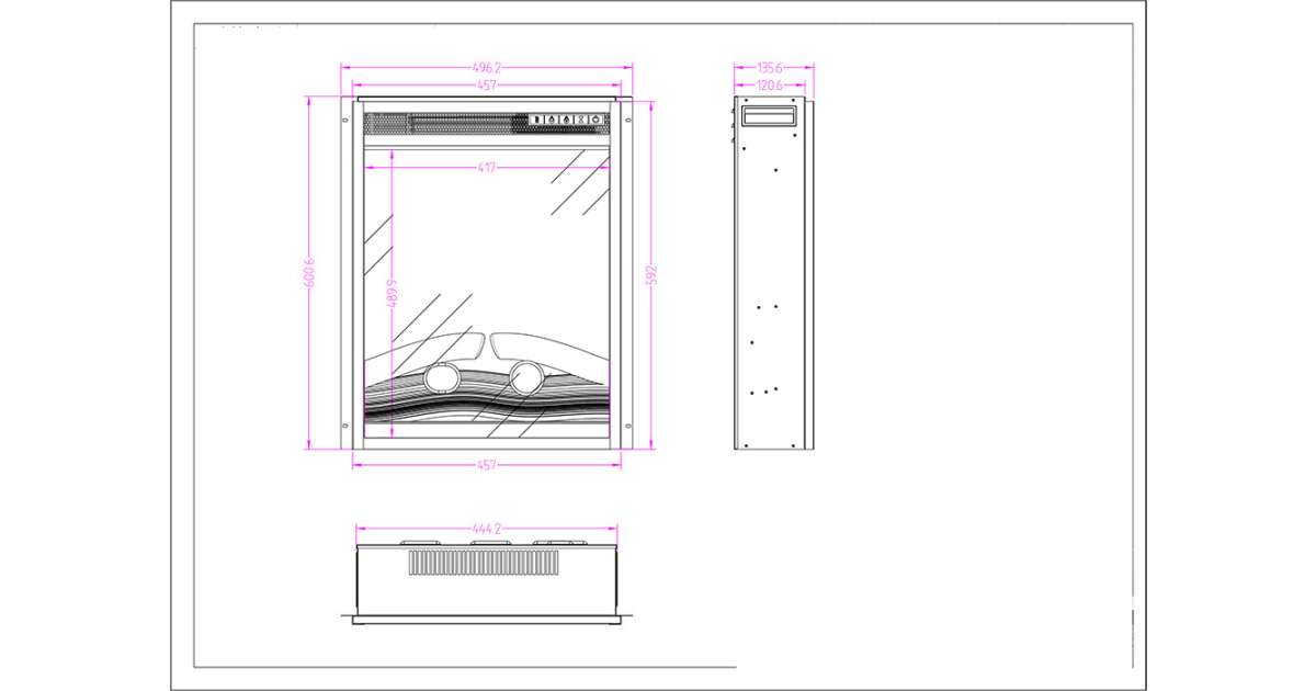 Semineu electric incorporabil Miriam, 600.6x496.2x135.6 mm, 1500W