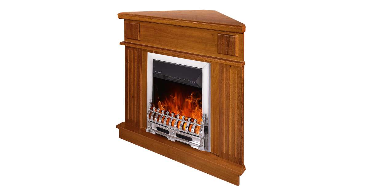 Semineu electric Marina colț nuc & Galileo silver, Art Flame, 1000x1000x500 mm, 2000W