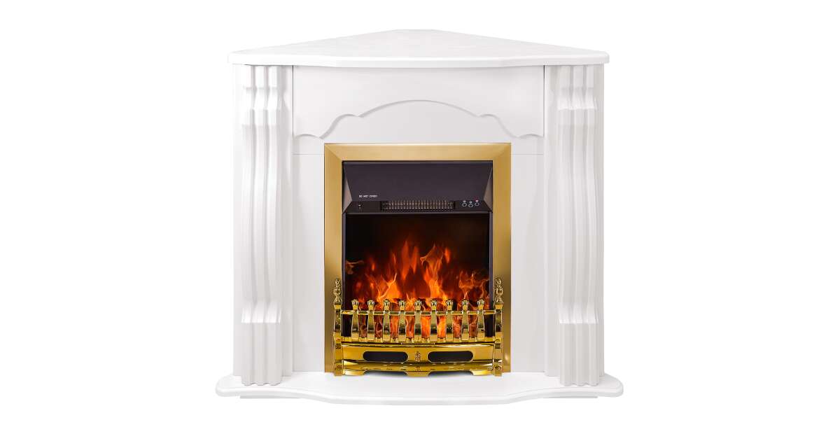 Semineu electric Clasic colț alb & Galileo gold, Art Flame, 883x950x475 mm, 2000W - 1 | YEO