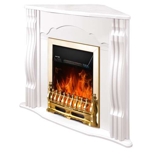 Semineu electric Clasic colț alb & Galileo gold, Art Flame, 883x950x475 mm, 2000W - 3 | YEO