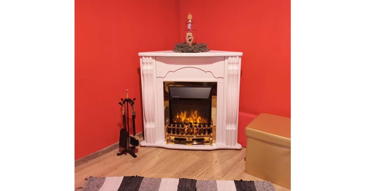 Semineu electric Clasic colț alb & Galileo gold, Art Flame, 883x950x475 mm, 2000W - 4 | YEO