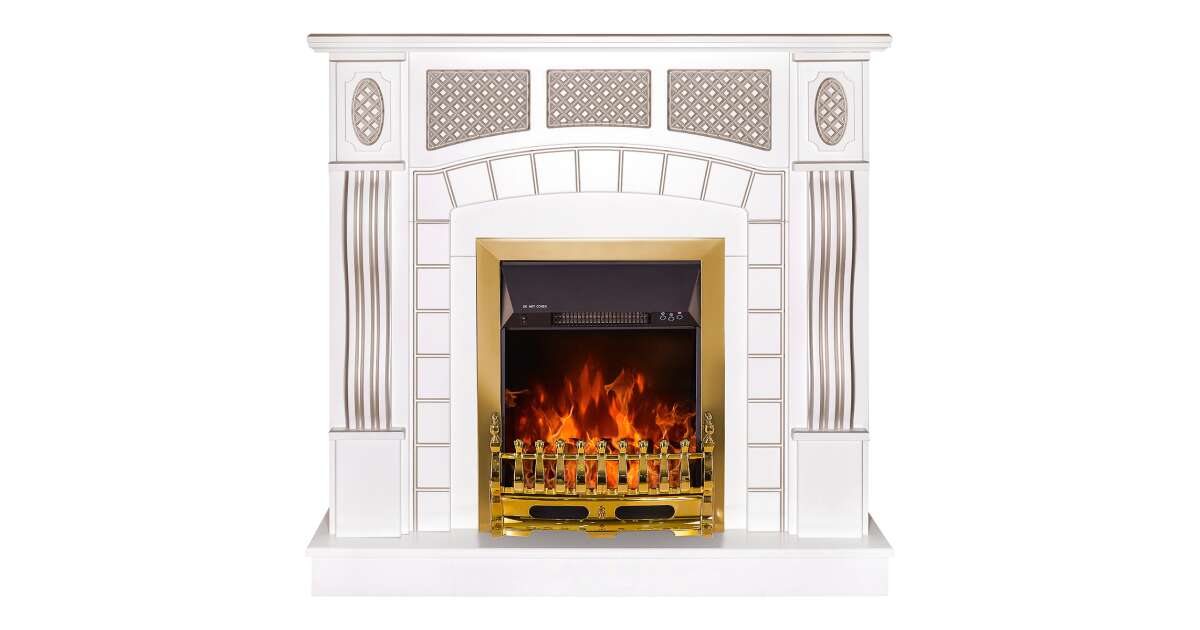 Semineu electric Amsterdam alb & Galileo gold, Art Flame, 1120x1150x300 mm, 2000W - 1 | YEO