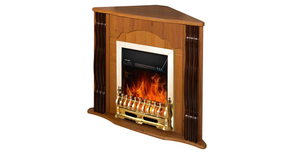 Semineu electric Clasic colț nuc & Galileo gold, Art Flame, 883x950x475 mm, 2000W - 1 | YEO
