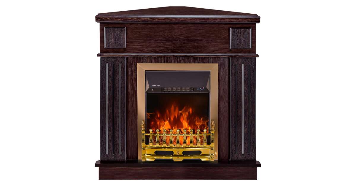 Semineu electric Marina colț Maro inchis & Galileo gold, Art Flame, 1000x1000x500 mm, 2000W - 3 | YEO