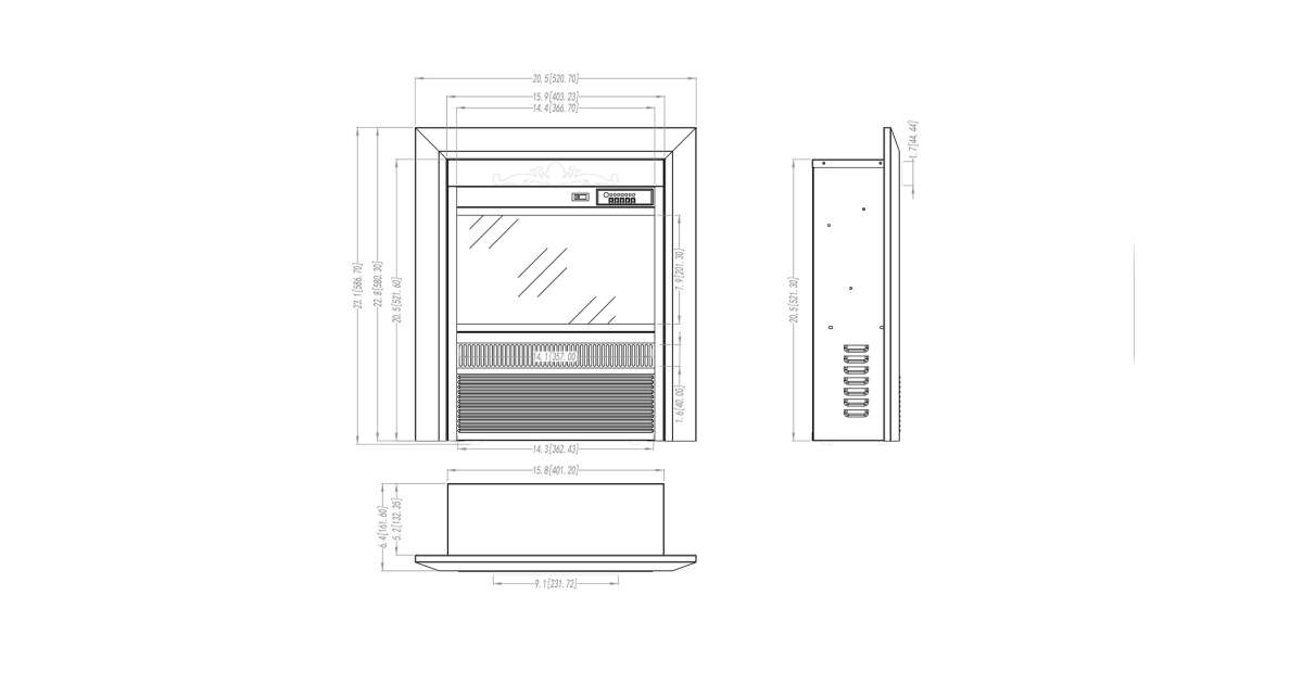 Semineu electric incorporabil Cristina, 590x521x163 mm, 2000W - 2 | YEO