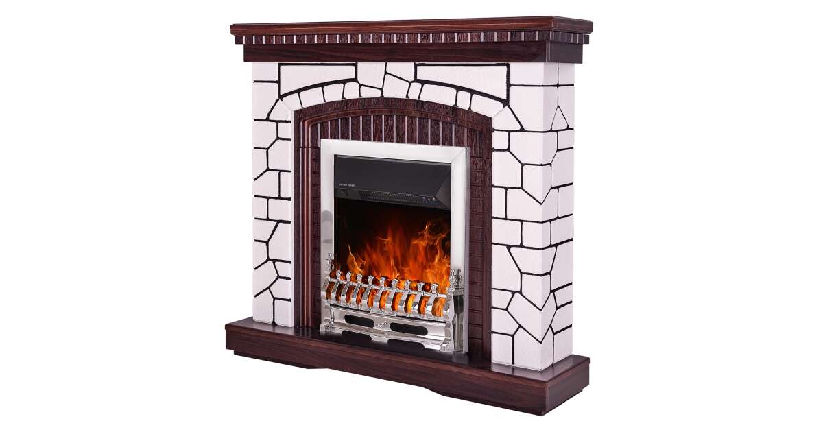 Semineu electric Natali & Galileo silver, Art Flame, 1058x1100x300 mm, 2000W