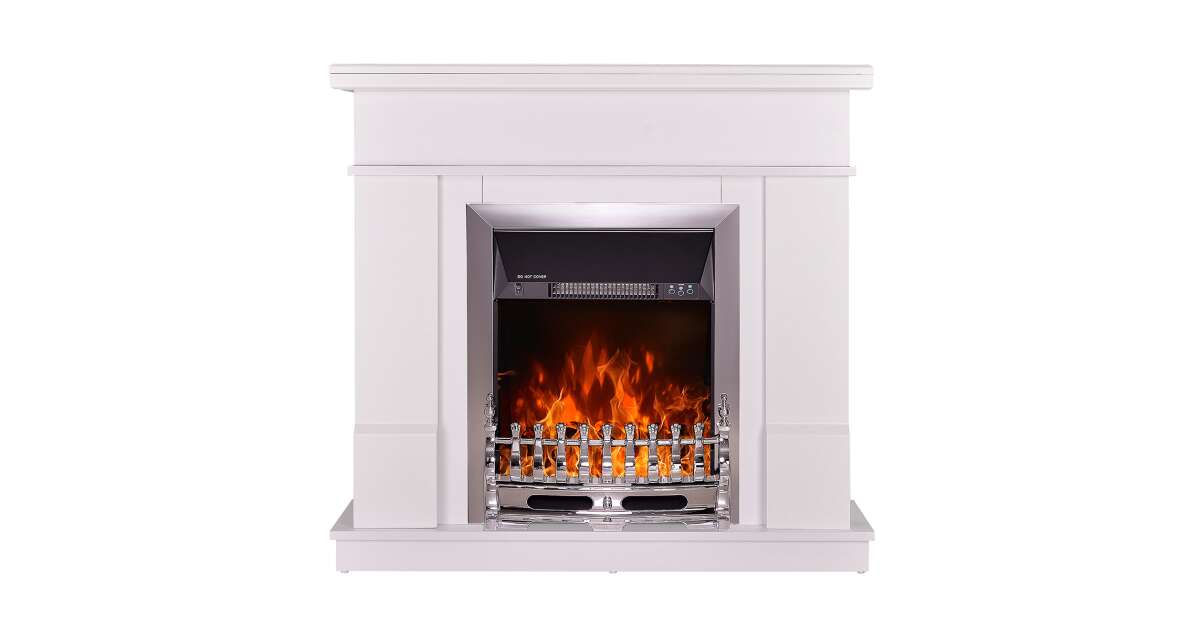 Semineu electric Rodos & Galileo silver, Art Flame, 1000x1034x300 mm, 2000W