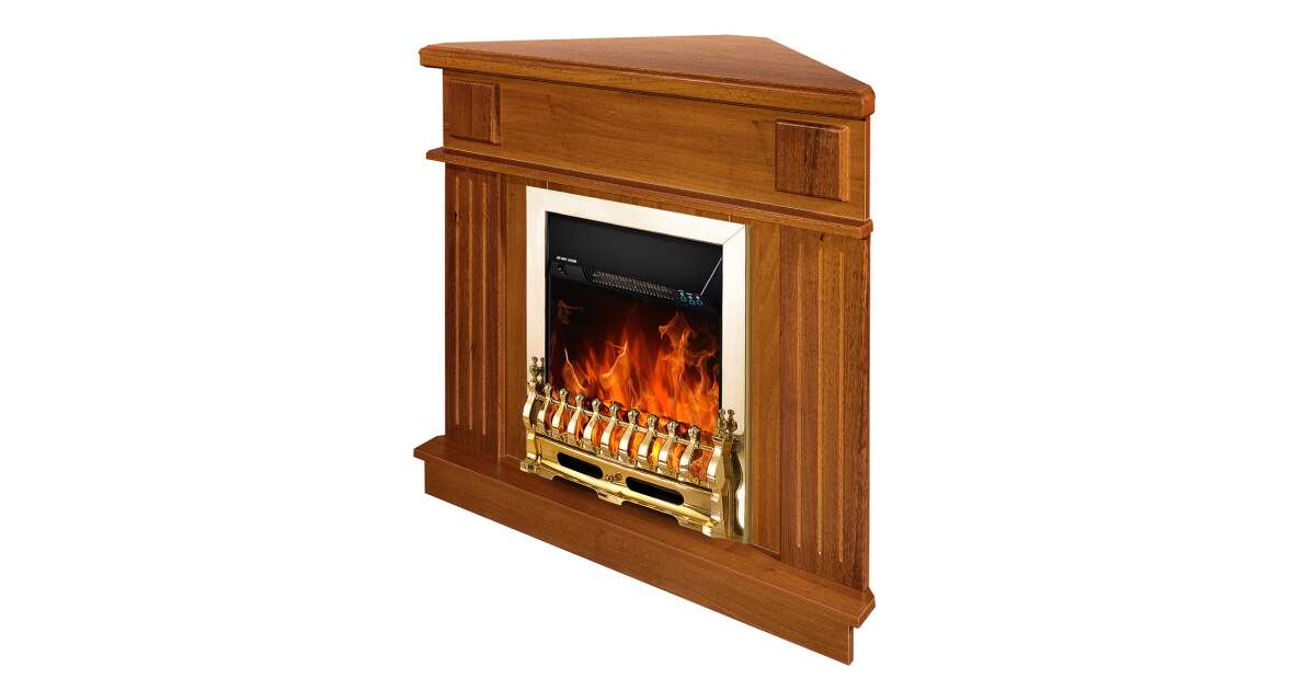Semineu electric Marina colț nuc & Galileo gold, Art Flame, 1000x1000x500 mm, 2000W