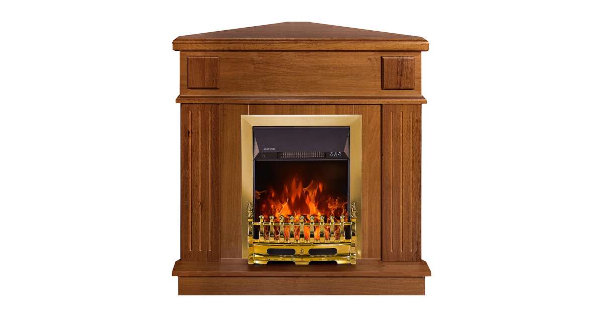 Semineu electric Marina colț nuc & Galileo gold, Art Flame, 1000x1000x500 mm, 2000W - 2 | YEO