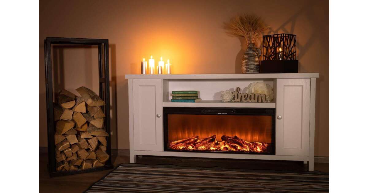 Semineu electric Mozart alb & Tasmania, Art Flame, 750x1500x300 mm, 1500W - 3 | YEO