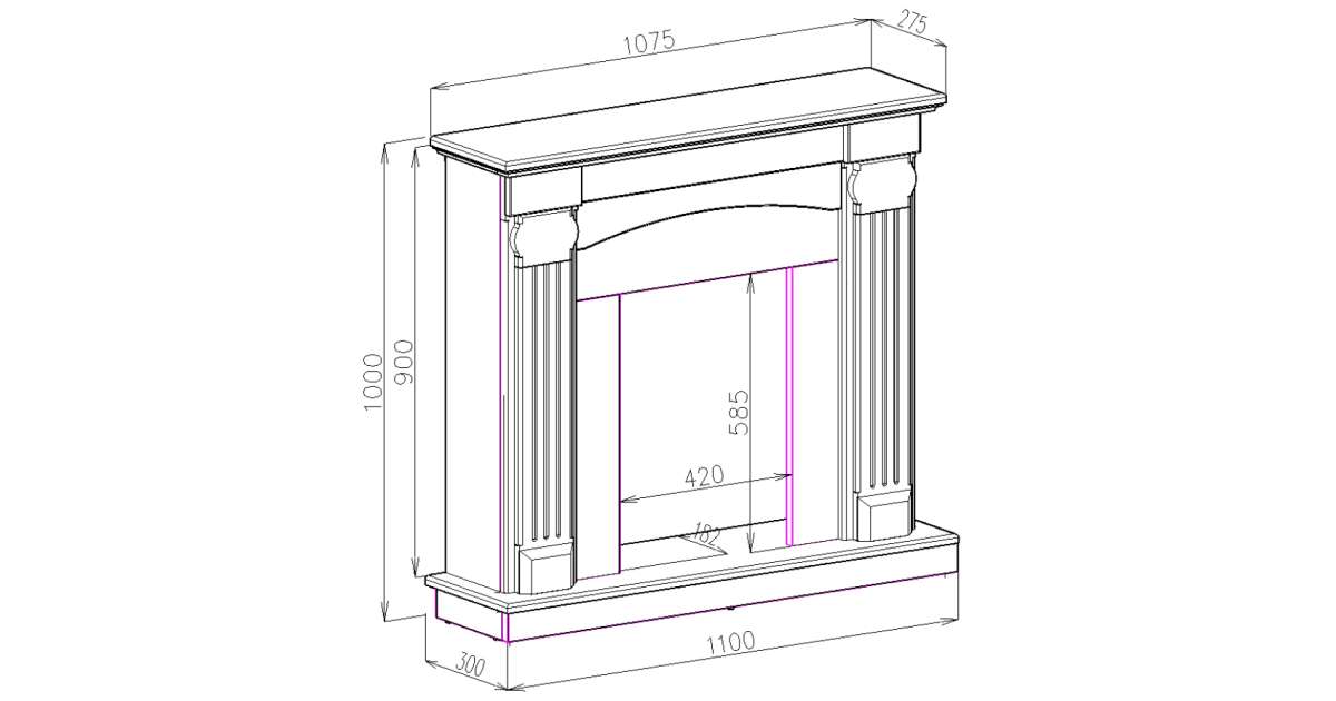 Semineu electric Calisto & Galileo silver, Art Flame, 1020x1100x300 mm, 2000W - 1 | YEO