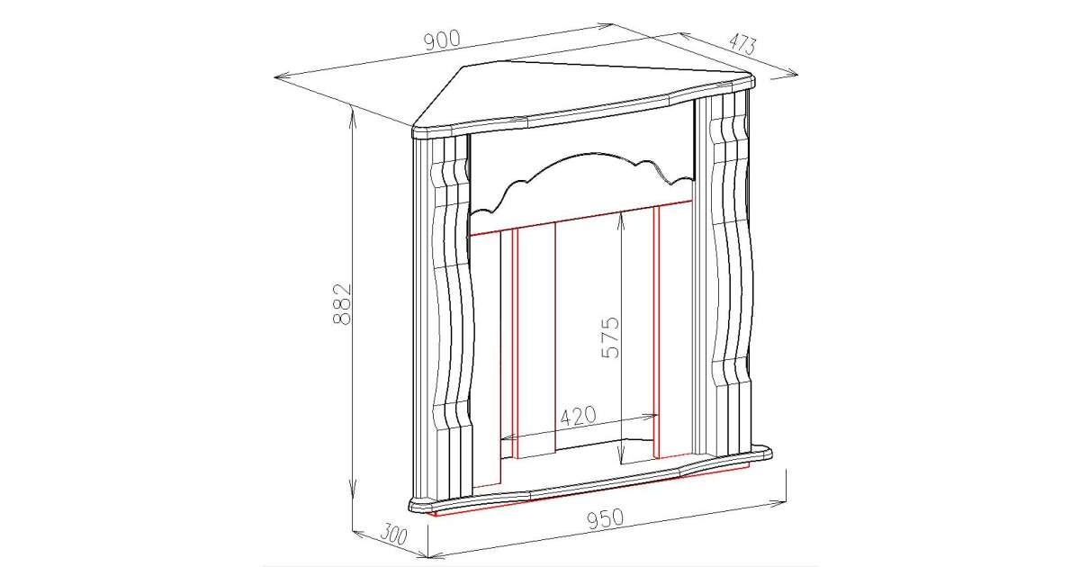 Semineu electric Clasic colț alb & Cristina, Art Flame, 883x950x475 mm, 2000W