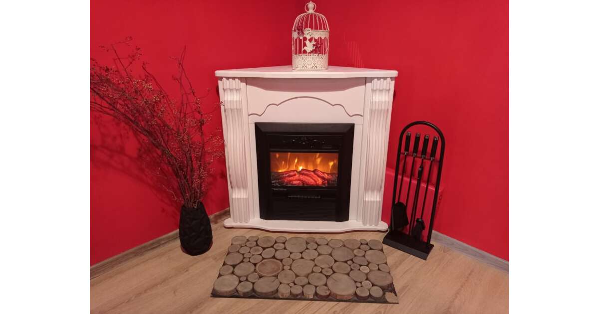 Semineu electric Clasic colț alb & Cristina, Art Flame, 883x950x475 mm, 2000W