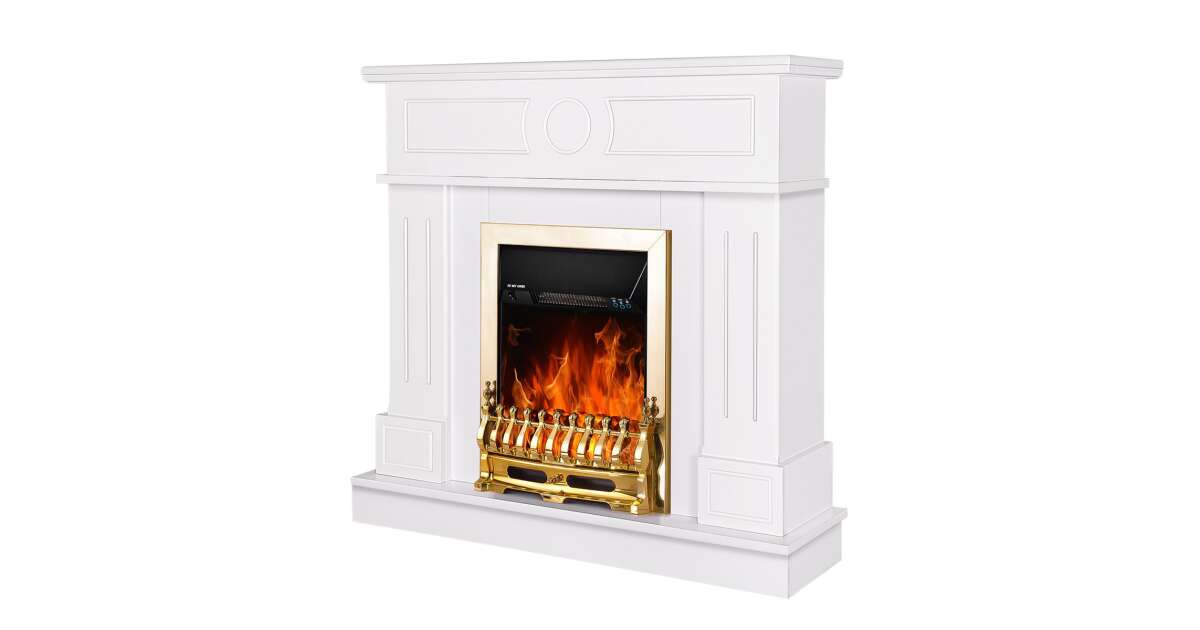 Semineu electric Ambasador alb & Galileo gold, Art Flame, 1000x1048x300 mm, 2000W