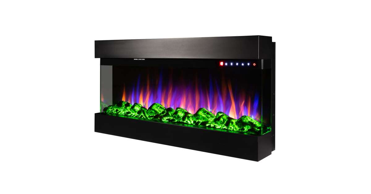 Semineu electric 3D de perete-incorporabil Dalas, 484x930x200 mm, 1500W - 3 | YEO