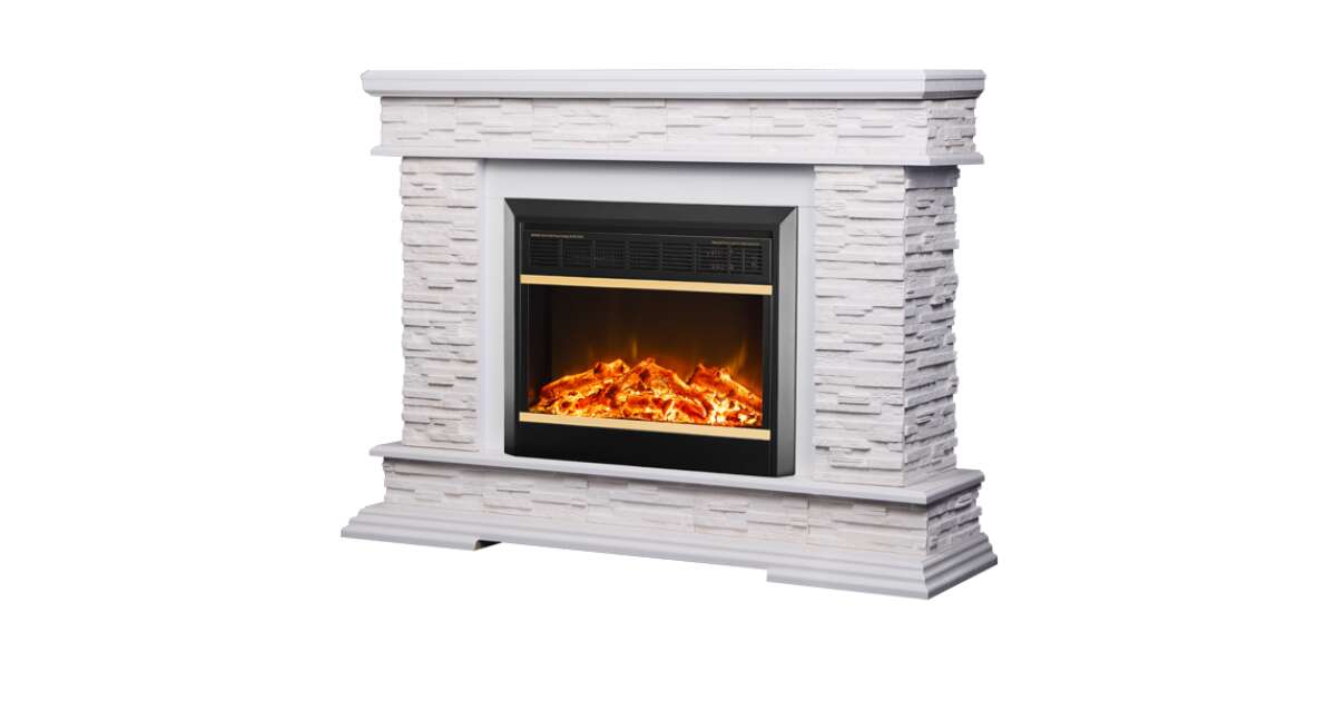 Semineu electric Stone alb & Mars, Art Flame, 880x1180x305 mm, 1500W