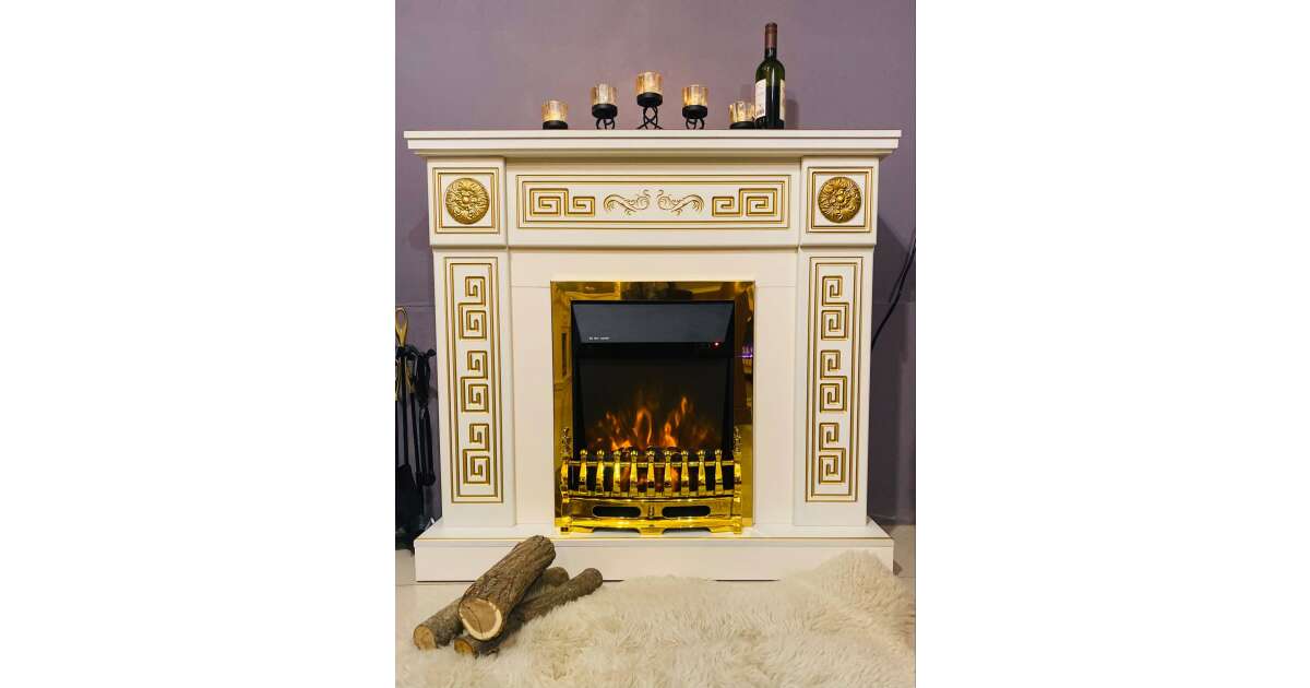 Semineu electric Versailles gold & Cristina, Art Flame, 1020x1100x300 mm, 2000W