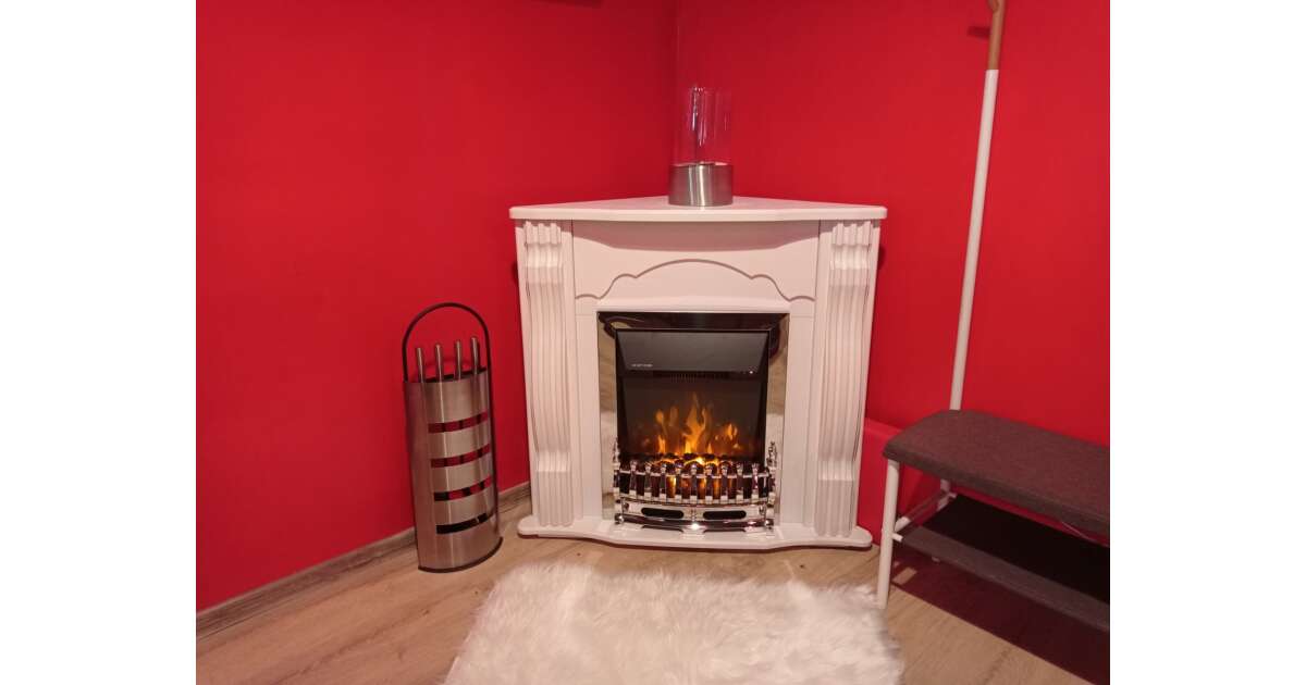 Semineu electric Clasic colț alb & Galileo silver, Art Flame, 883x950x475 mm, 2000W, Termostat, 5 niveluri ale intensitații flacarilor, Timer - 2 | YEO
