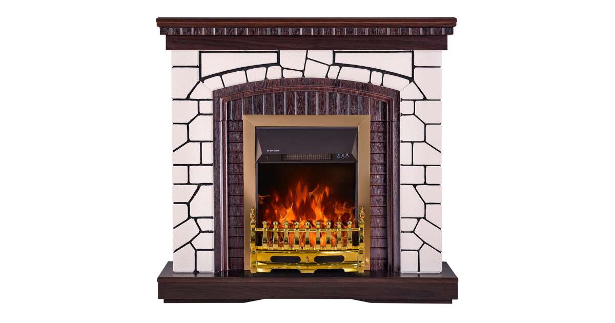 Semineu electric Natali & Galileo gold, Art Flame, 1058x1100x300 mm, 2000W - 1 | YEO
