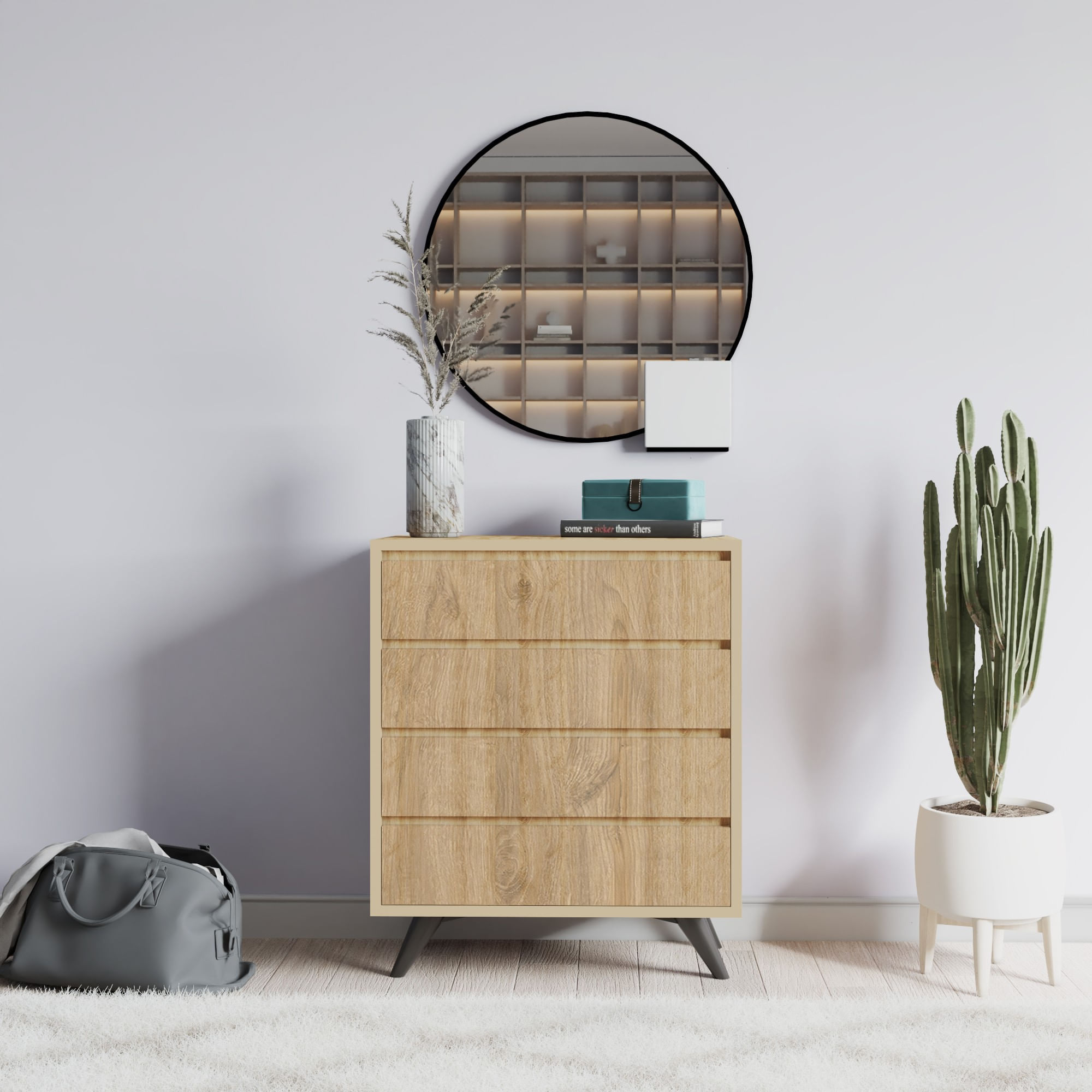Comoda, Hanah Home, pal melaminat, stejar, 70x40x86 cm — imaginea 4