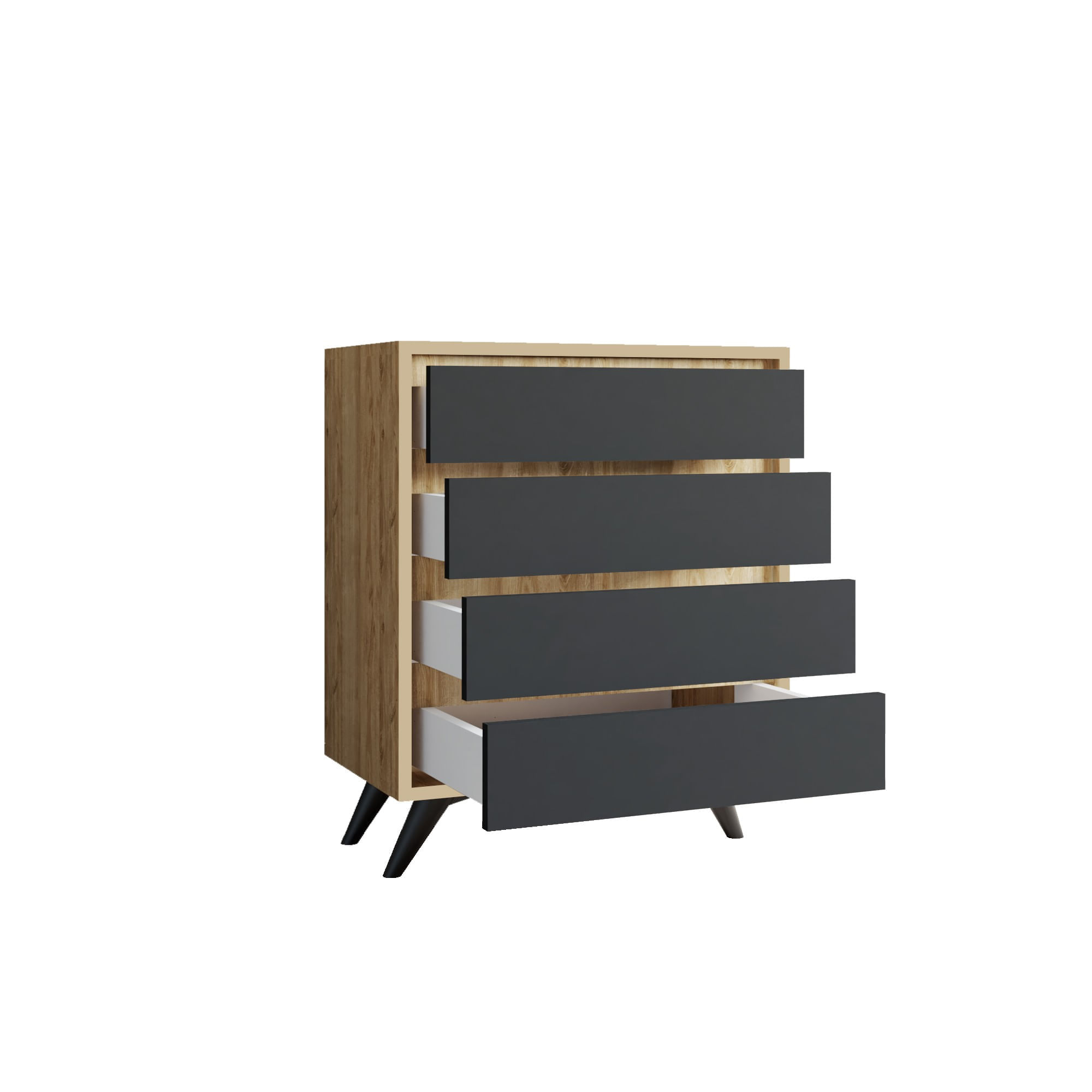 Comoda, Hanah Home, pal melaminat, stejar si antracit, 70x40x86 cm — imaginea 2