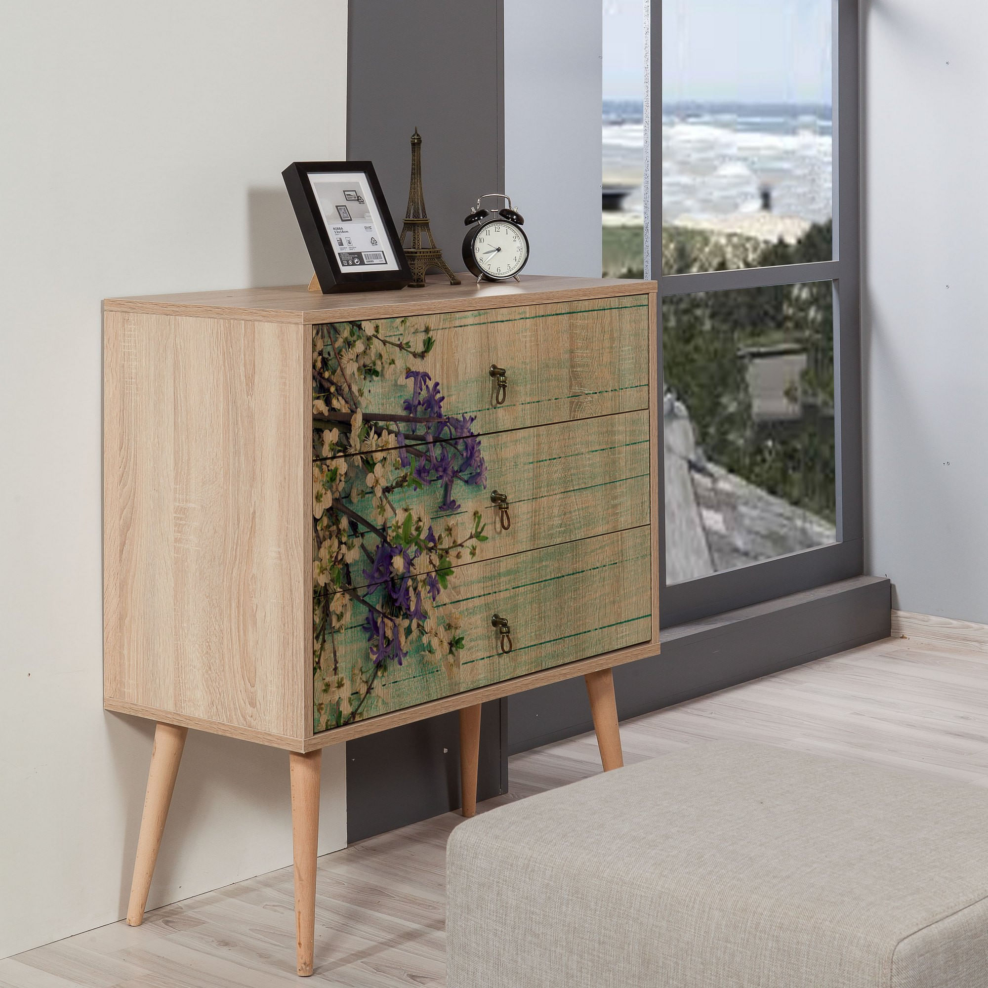 Comoda, Hanah Home, pal melaminat, stejar sonoma, 80x40x90 cm, 863SPH3406 — imaginea 4