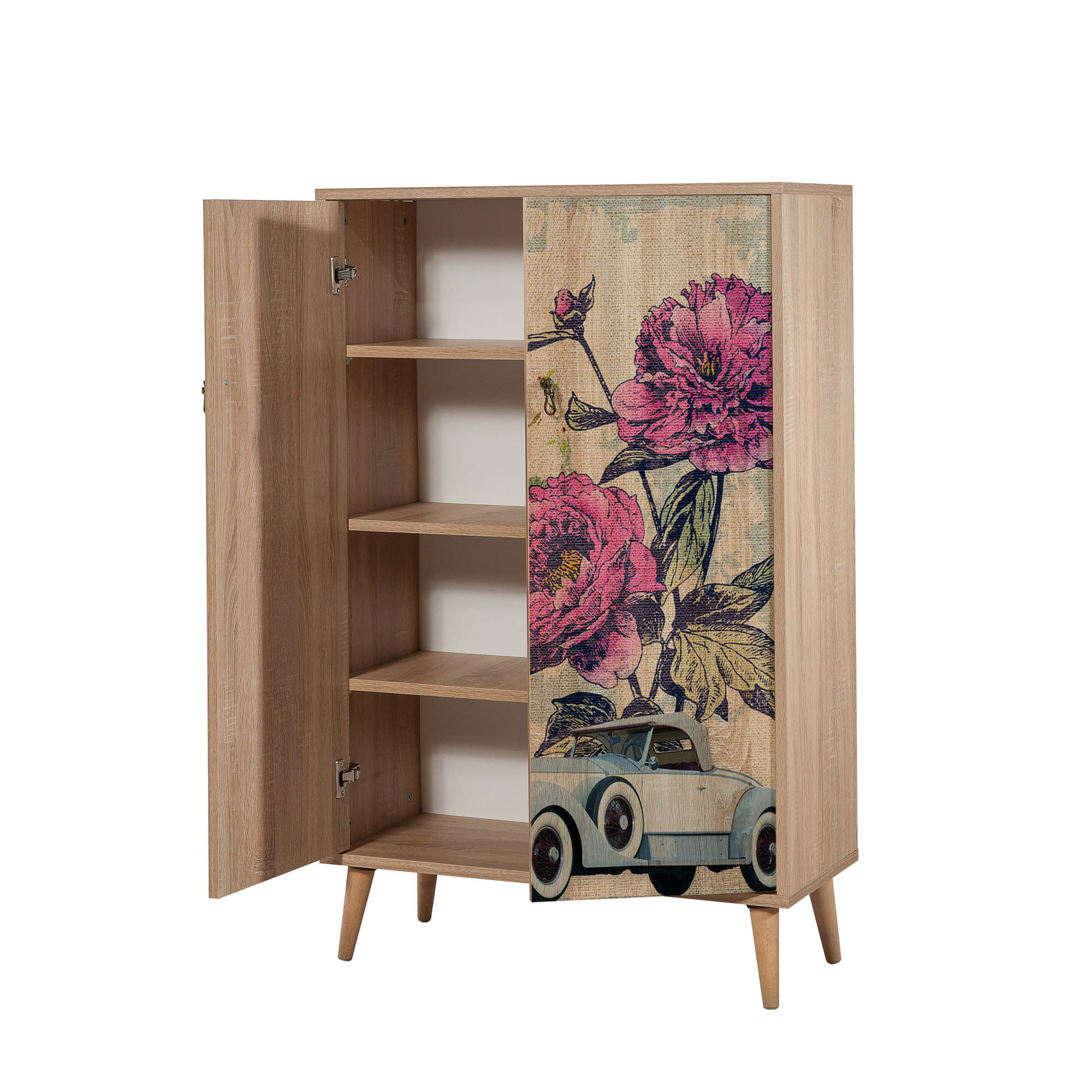 Comoda, Hanah Home, pal melaminat, stejar sonoma, 80x36x127 cm — imaginea 2
