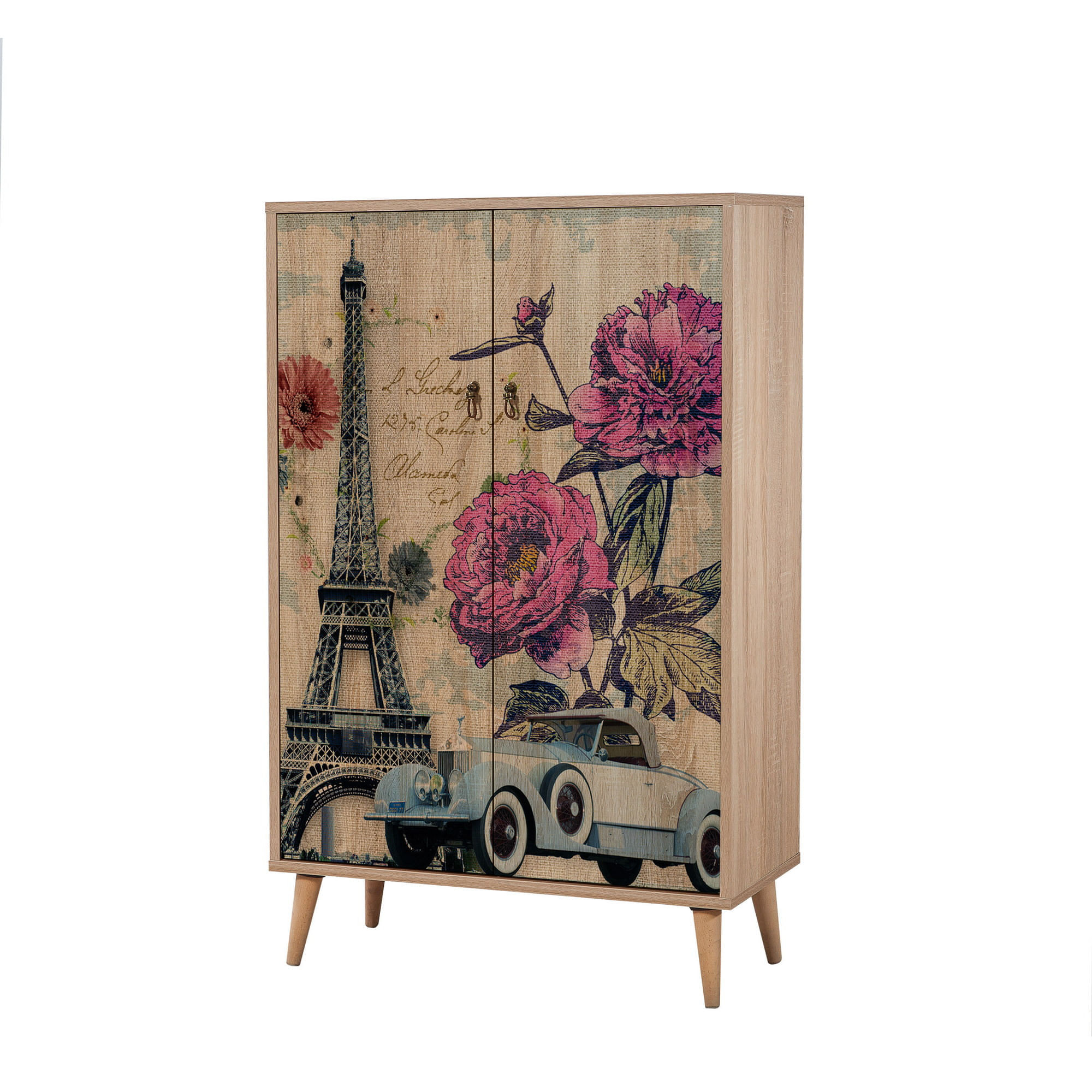 Comoda, Hanah Home, pal melaminat, stejar sonoma, 80x36x127 cm — imaginea 4