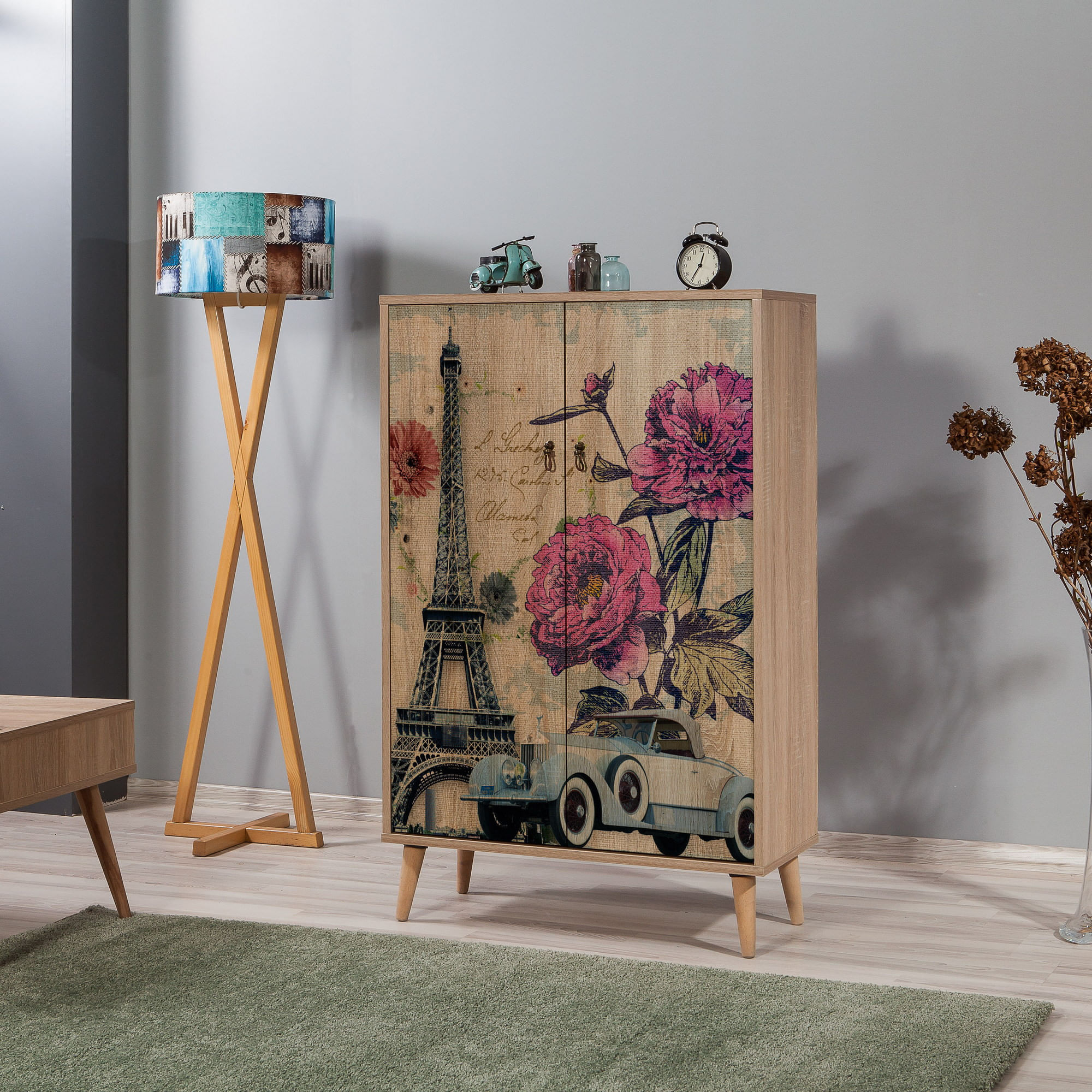 Comoda, Hanah Home, pal melaminat, stejar sonoma, 80x36x127 cm — imaginea 7