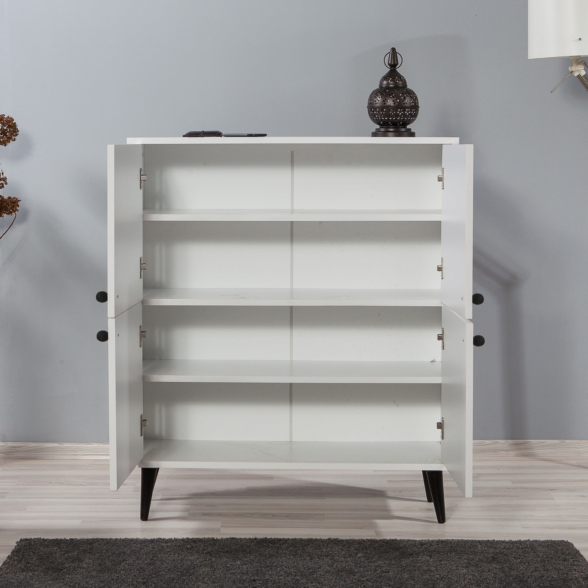 Comoda, Hanah Home, panou de particule melaminat, alb negru galben, 95x36x111 cm — imaginea 2