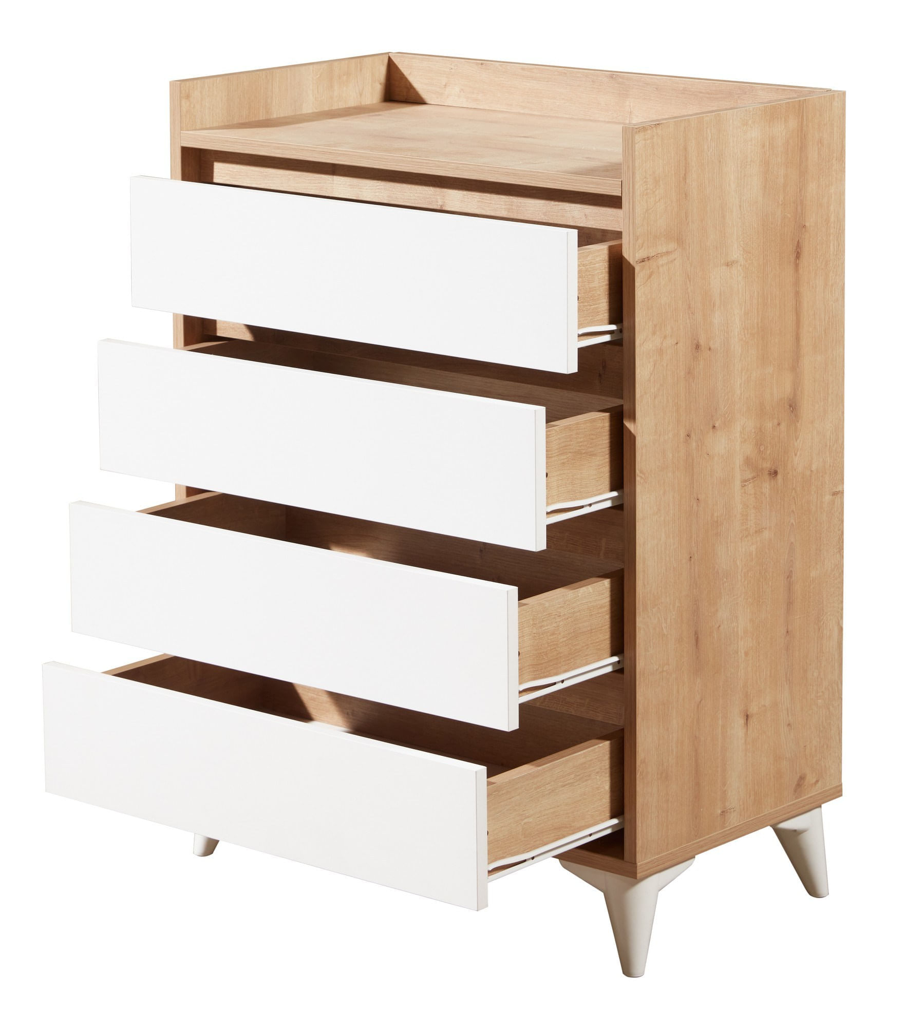 Comoda, Hanah Home, pal melaminat, stejar safir si alb, 70x40x92 cm — imaginea 2