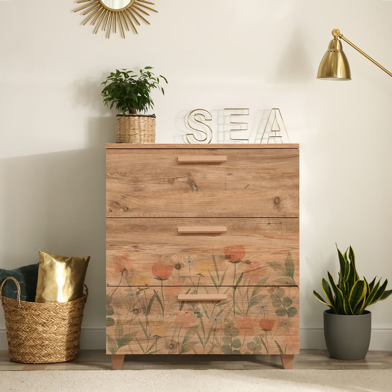 Comoda, Hanah Home, pal melaminat, pin atlantic, 80x43x95 cm, 869VEL3489 — imaginea 3