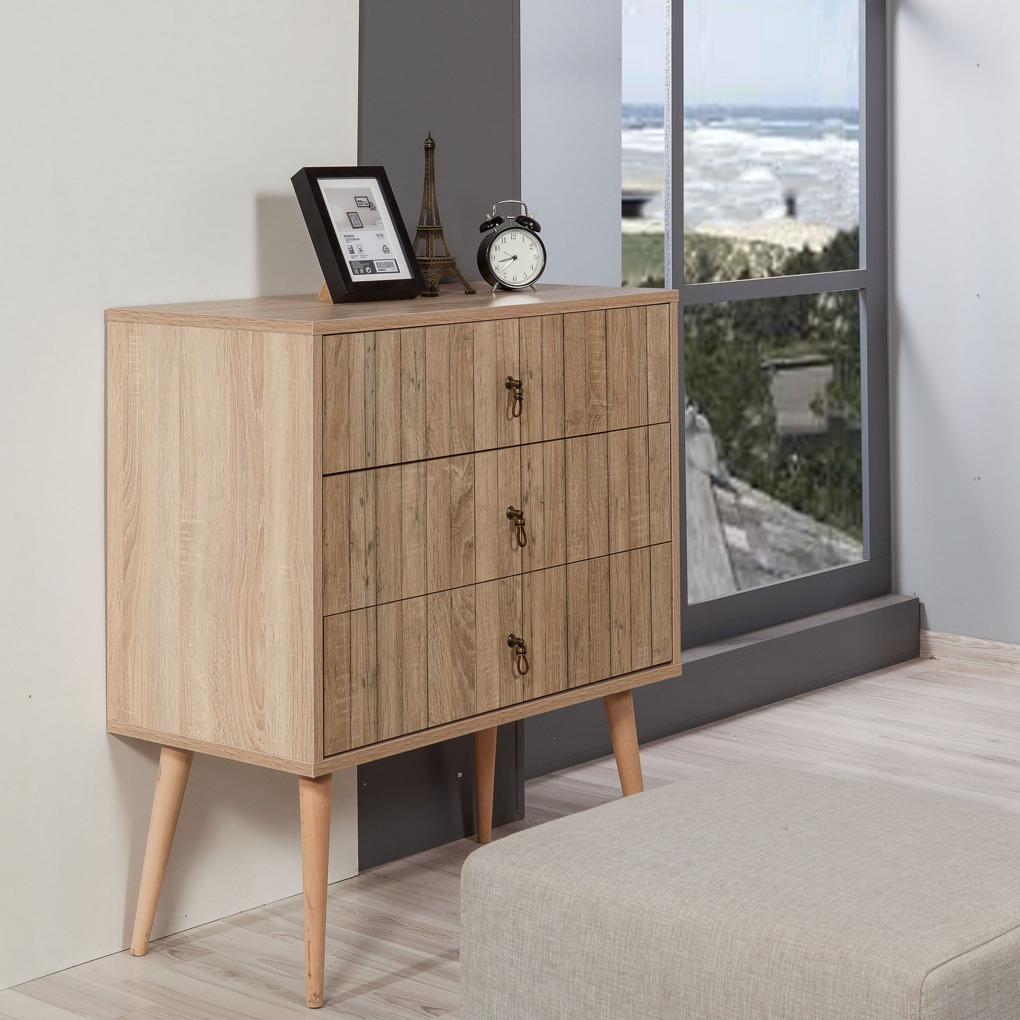 Comoda, Hanah Home, pal melaminat, stejar sonoma, 80x40x90 cm, 863SPH3407 — imaginea 3