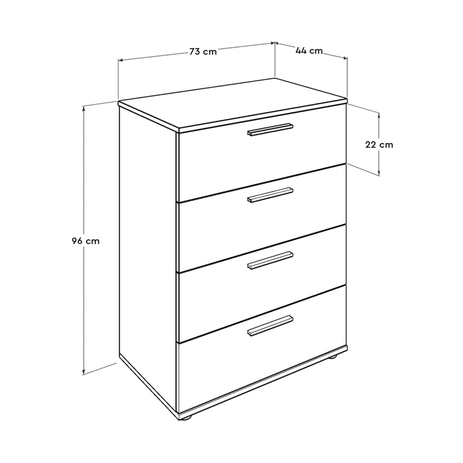 Comoda, Hanah Home, pal melaminat, alb, 73x44x96 cm — imaginea 5