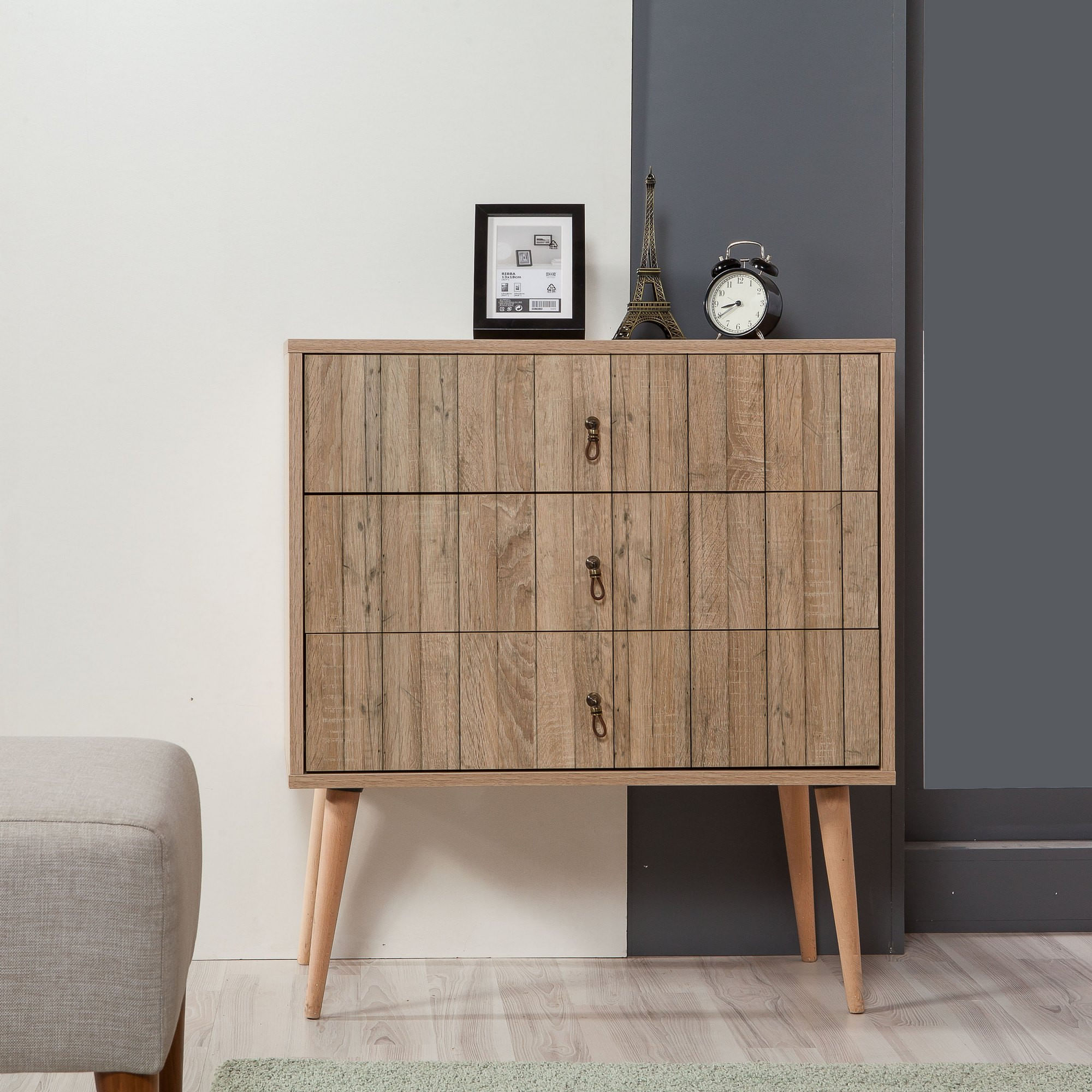 Comoda, Hanah Home, pal melaminat, stejar sonoma, 80x40x90 cm, 863SPH3407 — imaginea 5